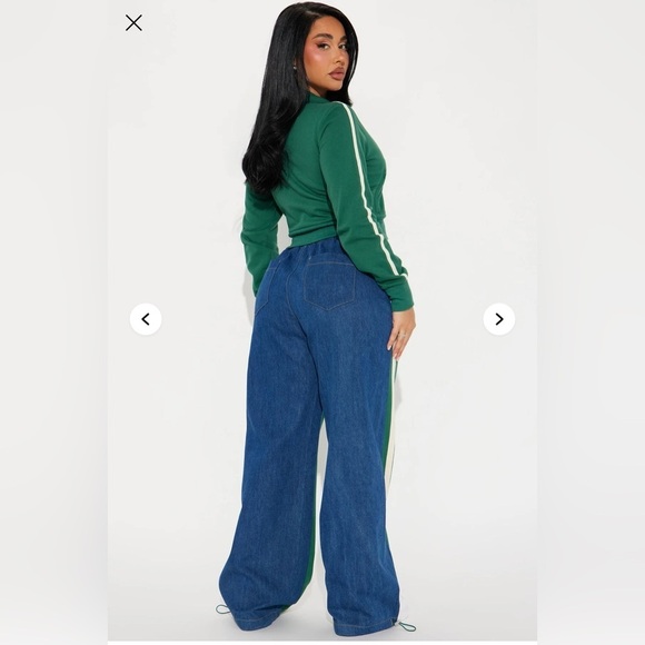 Mya Denim Mix Track Pant Set - Hunter - Picture 2 of 5